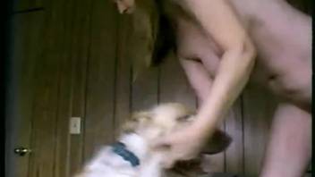 Hot dark-haired animal lover and pale pooch in fantastic beast sex video