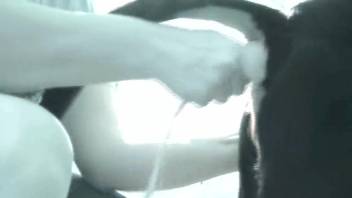 Lustful guy enjoys toying with his canine's snug rear