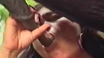 Natural-bodied brunette delivers intense deepthroat to a hung stud